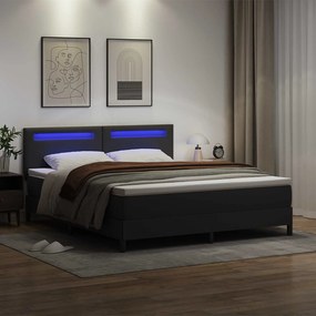vidaXL Κρεβάτι με ελατήρια Μαύρο 180 x 200 cm Τεχνητό δέρμα