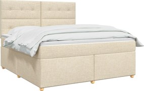 vidaXL Κρεβάτι box spring με στρώμα Κρεμ 140 x 200 cm Ύφασμα