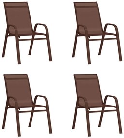 Καρέκλες Κήπου Στοιβαζόμενες 4 τεμ. Καφέ από Ύφασμα Textilene - Καφέ