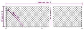 vidaXL Συρματόπλεγμα Περίφραξης Ασημί 0.8 x 10 μ. με Βάσεις Φλάντζα