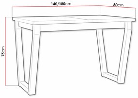 Τραπέζι Victorville 301, Μαύρο, Άσπρο, 75x80x140cm, 38 kg, Επιμήκυνση, Πλαστικοποιημένη μοριοσανίδα, Μέταλλο | Epipla1.gr