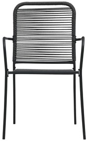 vidaXL Σετ Τραπεζαρίας Εξ. Χώρου 5 τεμ. Μαύρο Ατσάλι Βαμβακερό Σχοινί