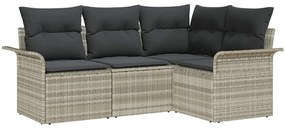 vidaXL Σετ Καναπέ Κήπου με μαξιλάρι 4 pcs Ανοιχτό γκρι Πολυ ράταν