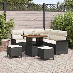 vidaXL Σετ Καναπέ Κήπου Ρυθμιζόμενο ύψος 8 pcs Μαύρο συνθετικό ρατάν