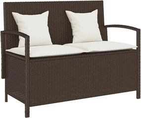 vidaXL Πάγκος αποθήκευσης κήπου με μαξιλάρι Brown Poly Rattan