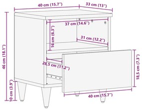 Κομοδίνο 40 x 33 x 46 εκ. από Μασίφ Ξύλο Μάνγκο - Καφέ