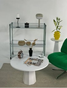 Stewehome Μεσαίο τραπεζάκι σαλονιού από MDF μοντέρνου στρογγυλού σχήματος Λευκό 100x50 cm
