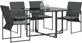 vidaXL Καρέκλα με μαξιλάρι 4 pcs Μαύρο και Ανθρακί Textilene
