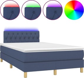 vidaXL Κρεβάτι Boxspring με Στρώμα &amp; LED Μπλε 120x200 εκ. Υφασμάτινο