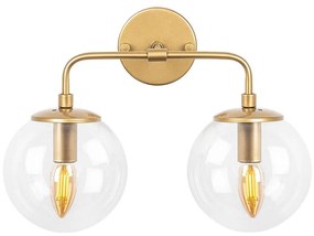 Φωτιστικό Τοίχου - Απλίκα Horn 942FLG2175 37x21x27cm 2xE14 40W Clear-Gold Opviq