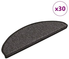 vidaXL Πατάκια Σκάλας Αυτοκόλ. 30 τεμ. Όψη Σιζάλ Ανθρακί 65x21x4 εκ.
