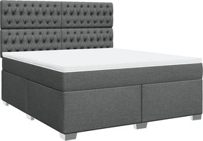 vidaXL Κρεβάτι Boxspring με Στρώμα Σκούρο Γκρι 180x200 εκ Υφασμάτιν