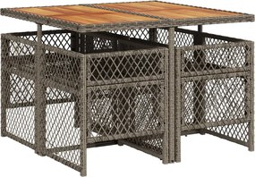 vidaXL Σετ Τραπεζαρίας Κήπου 5 τεμ. Γκρι Συνθ. Ρατάν με Μαξιλάρια