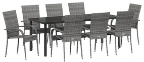 vidaXL Σετ 5 Τεμαχίων Φαγητού Κήπου Γκρι Poly Rattan