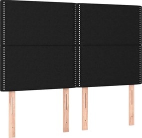 vidaXL Κρεβάτι Boxspring με Στρώμα Μαύρο 140x190 εκ. Υφασμάτινο