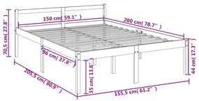 Κρεβάτι Ηλικιωμένων Μαύρο 150x200εκ Μασίφ Ξύλο Πεύκου King Size - Μαύρο