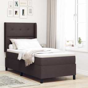 vidaXL Κρεβάτι Box Spring με Στρώμα & LED σε Σκούρο Καφέ - 80x200 εκ. Ύφασμα