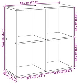 ΒΙΒΛΙΟΘΗΚΗ/ΔΙΑΧΩΡΙΣΤΙΚΟ ΧΩΡΟΥ ΜΑΥΡΟ 69,5X29X69,5 ΕΚ. ΕΠΕΞ. ΞΥΛΟ 858004