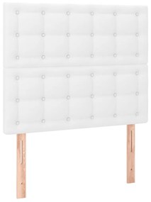 Κρεβάτι Boxspring με Στρώμα &amp; LED Λευκό 90x190 εκ. Συνθ. Δέρμα - Λευκό