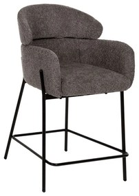 Σκαμπό Μπαρ Wolf HM8584.01 Μεσαίου Ύψους 56x56x96cm Με Μπουκλέ Ύφασμα Grey Metal, Fabric
