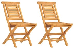 vidaXL Καρέκλες Κήπου Πτυσσόμενες 2 τεμ. 47x63x90 εκ. Μασίφ Ξύλο Teak