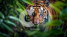 Σετ των 2 Intra Συλλεκτικό Ξύλινο Παζλ Plywood  4mm - Όμορφη εικόνα μιας τίγρης στη ζούγκλα Σε Ξύλινο Κουτί - Διαστάσεις: 10x10 cm – 25 κομμάτια