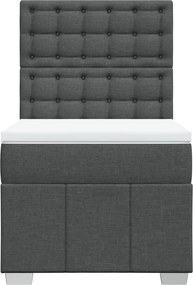 vidaXL Κρεβάτι Boxspring με Στρώμα Σκούρο Γκρι 80x200 εκ. Υφασμάτινο