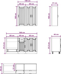vidaXL Μονάδα κουζίνας LUCCA 5 pcs Καφέ Ξύλο Δρυός Επεξεργασμένο Ξύλο
