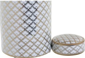 Βάζο DKD Home Decor 18 x 18 x 30,5 cm Πορσελάνη Χρυσό Λευκό