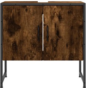 vidaXL Ντουλάπι Νιπτήρα Μπάνιου Καπνιστή Δρυς 60x33x60 εκ. Επεξ. Ξύλο