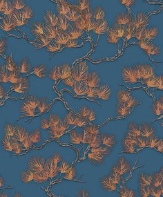 Ταπετσαρία τοίχου Wall Fabric Pine Tree Deep Blue-Gold WF121017 53Χ1005