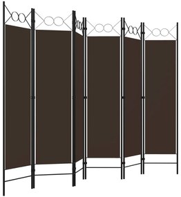 vidaXL Διαχωριστικό Δωματίου με 6 Πάνελ Καφέ 240 x 180 εκ.