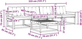vidaXL Σειρά Καναπέ Εξωτερικού 5 pcs Λευκό και Κρεμ