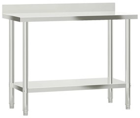 vidaXL Πάγκος Εργασίας Κουζίνας με Ράφι 110x55x150 εκ. Ανοξείδ. Ατσάλι