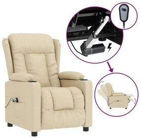 vidaXL Πολυθρόνα Ανακλινόμενη Ηλεκτρική Κρεμ Υφασμάτινη