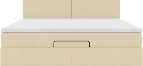 vidaXL Οθωμανικό κρεβάτι με στρώμα Cream 180x200cm ύφασμα