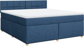 vidaXL Κρεβάτι Boxspring με Στρώμα Μπλε 180x200 εκ. Υφασμάτινο
