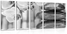 Εικόνα 5 τμημάτων Ιαπωνικός κήπος Ζεν σε ασπρόμαυρο - 200x100