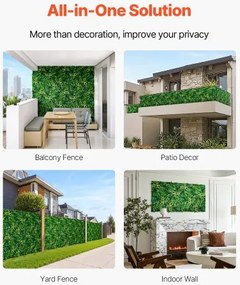 VEVOR Artificial Grass Wall Panels 12 PCS 20 x 20 inch 3D Greenery for Decor