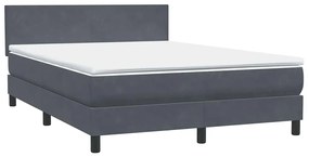 vidaXL Κρεβάτι Boxspring με Στρώμα Σκούρο Γκρι 140x210 εκ. Βελούδινο