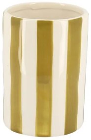 Beauty Home Κεραμικό Βάζο Iona Ριγέ Λαδί – Λευκό 9,5 x 13,5 CM