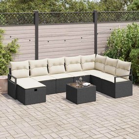 vidaXL Σετ Καναπέ Κήπου 8 pcs Μαύρο Πολυ ράταν