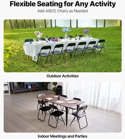 VEVOR 6 Pack Folding Chairs Portable Leather Chairs with Padded Cushion Black