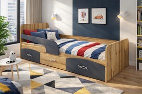 Παιδικό Κρεβάτι Tacho/Ανθρακί 192x67.5x85cm MILKA