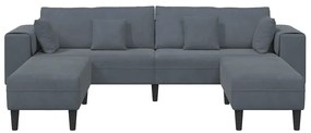 vidaXL Βελούδινος καναπές 3 pcs Σκούρο Γκρι 208 εκ. Βελούδο