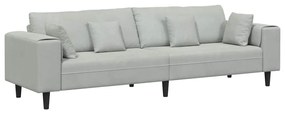 vidaXL Καναπές με μαξιλάρι Ανοιχτό γκρι 250 x 77 x 76 εκ. Βελούδο