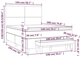 Κρεβάτι Boxspring με Στρώμα Λευκό 140x190εκ.από Συνθετικό Δέρμα - Λευκό