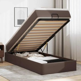 vidaXL Οθωμανικό κρεβάτι με στρώμα καφέ 100x200cm Faux Leather
