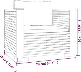 vidaXL Πολυθρόνα Κήπου από Μασίφ Ξύλο Teak με Κρεμ Μαξιλάρια