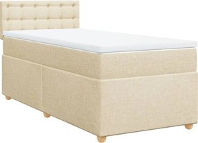 vidaXL Κρεβάτι Boxspring με Στρώμα Κρεμ 90x200 εκ.Υφασμάτινο